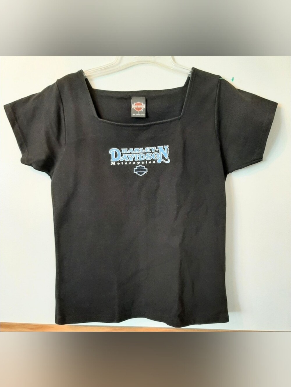 Y2K Harley-Davidson Black Top with Blue Logo